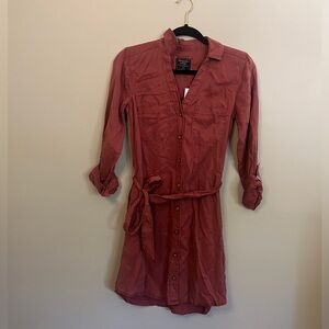 Abercrombie & Fitch Button Down Belted Dress Women Size XS Rusty Red NWT